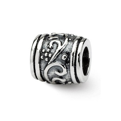 Black Bow Jewelry Sterling Silver Floral Ball Bead Charm
