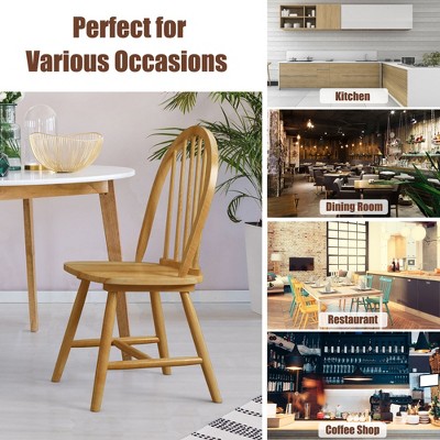 Classic Windsor-Style Natural Wood Spindleback Side Chair Set of 2