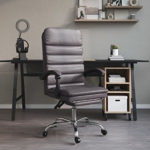 vidaXL Massage Reclining Office Chair Gray Faux Leather - 1 of 4