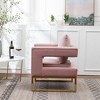 Velvet-Like Upholstered Contemporary Accent Armchair with Pillow Back, Cut-Out Square Armrests and Gold-Tone Metal Frame - 3 of 4