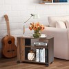 Costway 3-tier Side Table W/Storage Shelf W/Wheels Space-saving Industrial Nightstand - 2 of 4