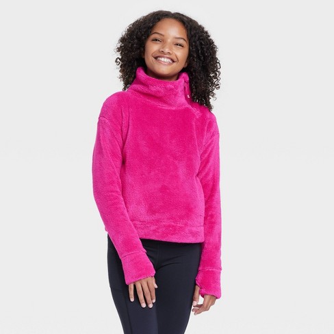 Girls' High Pile Sherpa Fleece Pullover Sweatshirt - All In Motion ...