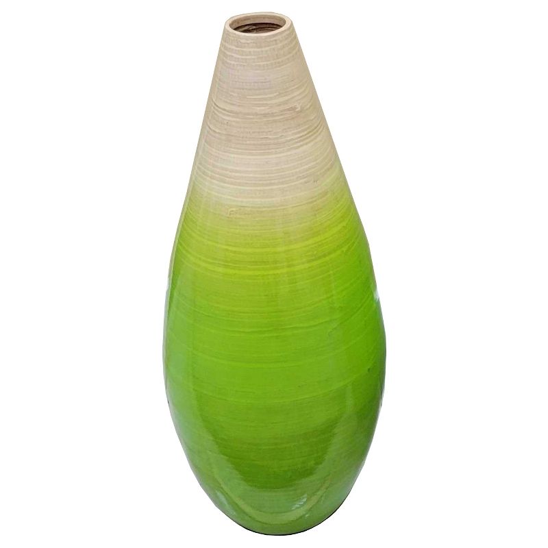 Uniquewise Contemporary Bamboo Tall Floor Vase Tear Drop Design for Dining, Living Room Decoration, Fill with Dried Branches or Flowers, Medium Green, 4 of 6