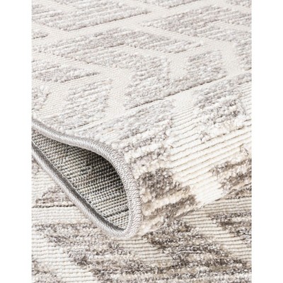 Ivory and Brown Synthetic Outdoor Runner Rug 2' x 8' - Easy Care and Reversible