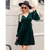 Clearlove Women Velvet Dress Long Ruffled Sleeve v Neck Dresses with Belt - 4 of 4