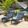 ARDEN Outdoor Chaise Cushion, 22 x 77, Rain-Proof, Fade Resistant Sapphire Aurora Blue Stripe - 3 of 4
