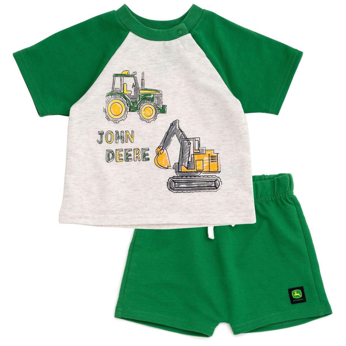 John Deere French Terry Raglan T-Shirt Shorts Outfit Set Newborn to Infant