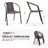 VINGLI Stackable Outdoor Chair Set of 4, Rattan Plastic Chair, Woven Rattan Cushion, Suitable for Backyard, Patio, Brown - 3 of 4