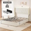 Upholstered Led Bed Frame, Velvet Platform Bed Frame With Wingback Headboard and 4 Storage Drawers, No Box Spring Needed, Solid Wooden Slats Support - 2 of 4