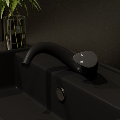 ALFI Black Matte Wave Single Lever Bathroom Faucet