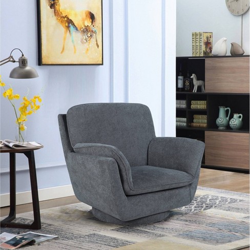 Modern Swivel Performance Fabric Chair With Removable Insert Dark