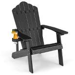 Costway Patio HIPS Adirondack Chair with Cup Holder Weather Resistant Outdoor 380 LBS Black/Teak/Green/Navy/Red/Gray/White/Yellow