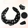 Unique Bargains Women's Velvet Faux Pearl Knotted Headband 2 Pcs - 4 of 4