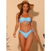 Elerevyo Women's Halter Floral Print Bandeau Tie Side Triangle Bottoms Swimwear Bathing Suits 2 Pcs - 4 of 4