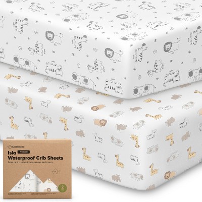 KeaBabies Isla Waterproof Crib Sheets for Boys, Girls, 2pk Baby Fitted Crib Sheet, Waterproof Crib Mattress Protector Sheets