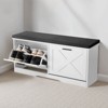 VEVOR Entryway Shoe Storage Bench, 39.4 x 12.0 x 18.7 Inch Shoe Organizer with Flip Drawers, 440lbs Narrow Shoes Rack Bench, Black + White - 2 of 4