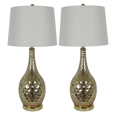 23" (Set of 2) Fletcher Glass Genie Table Lamps Gold (Includes LED Light Bulb) - Decor Therapy