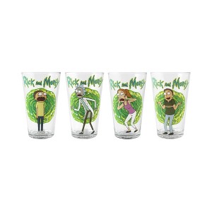 Just Funky Rick and Morty 16 Ounce Pint Glass Set of 4 | Rick | Morty | Beth | Jerry - 1 of 4