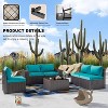 ALAULM Outdoor Patio Furniture Set Outdoor Sectional Rattan Sofa Set Brown Manual Wicker Patio Conversation Set with Cushions - 4 of 4