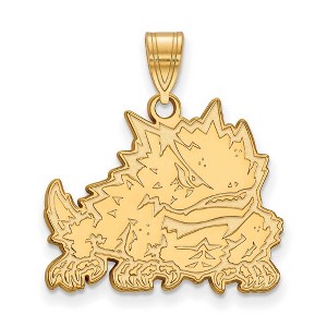 Black Bow Jewelry 14k Yellow Gold Plated Sterling Silver Texas Christian Horned Frogs NCAA Large Pendant - 1 of 3