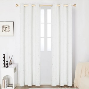 Deconovo Gold Wave Line and Dots Curtain Panel Pair(2 Panel) - 1 of 4