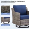 Buenhomino 3PC Patio Furniture Set - Swivel Rocker Chair Bistro Set with Rattan Side Table,Gray Wicker Blue Cushion - 2 of 4
