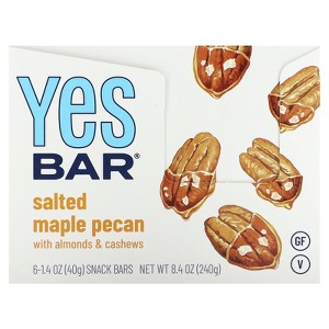 Yes Bar Snack Bar, Salted Maple Pecan, 6 Bars, 1.4 oz (40 g) Each - 1 of 3