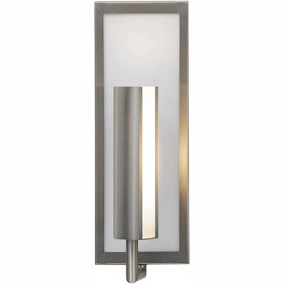 Mila Brushed Steel 15" Wall Sconce with White Opal Glass