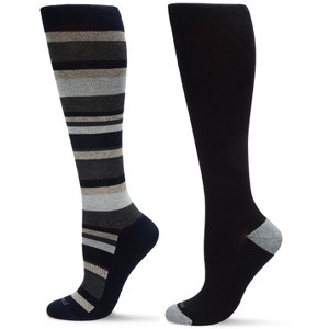 MeMoi Women's 2 Pair Pack Cotton Blend 15-20 mmHg Graduated Compression Socks - 1 of 3