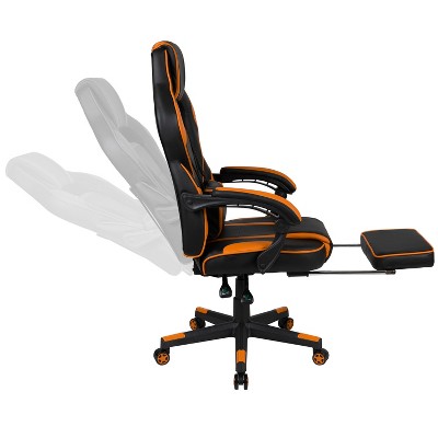 Black and Orange Reclining Gaming Chair with Massaging Lumbar