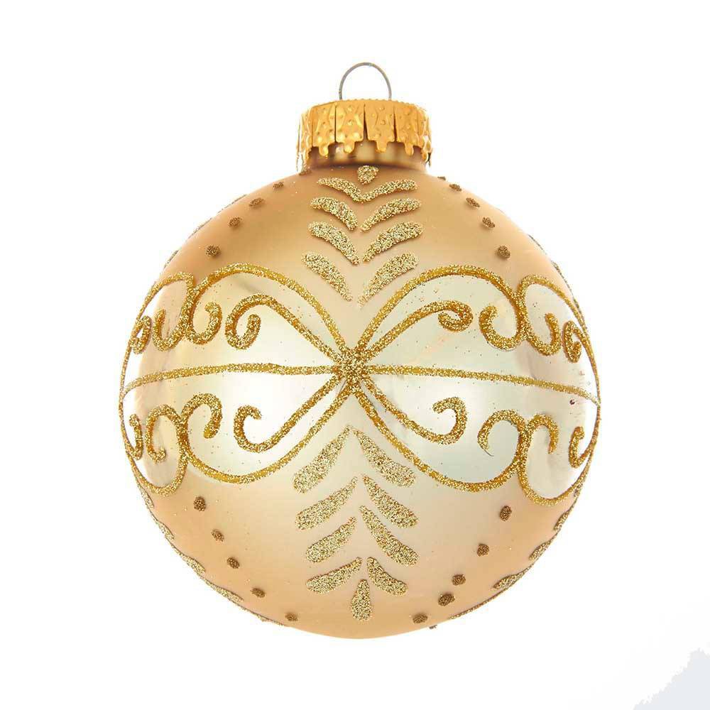 UPC 086131447808 product image for 6pc 80mm Kurt Adler Gold With Gold Pattern Glass Ball Ornament Set | upcitemdb.com