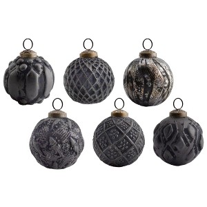 AuldHome Design Farmhouse Ball Christmas Ornaments, 6pc Set; Distressed Metal Ball Vintage Mercury Glass Style Rustic Holiday Decorations - 1 of 4