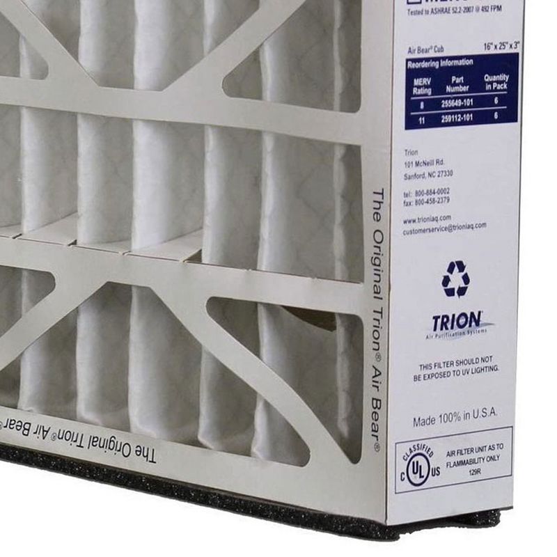Trion 255649-101 Air Bear 16 x 25 x 3 Inch MERV 8 Air Filter Replacement for Air Bear Supreme, Right Angle, and Cub Air Purification Systems (6 Pack), 4 of 7