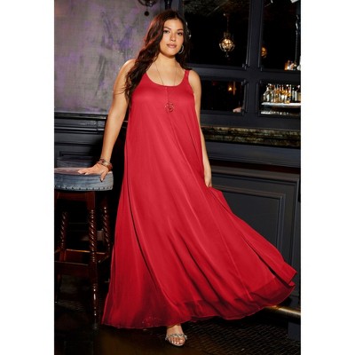 June + Vie by Roaman's Women's Plus Size Swing Maxi Dress