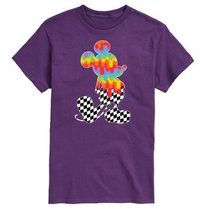 Men's - Disney - Mickey Checkered and Rainbow Silhouette Short Sleeve Graphic T-Shirt - 1 of 4