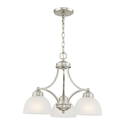 Somerset Mini 3-Light Chandelier in Brushed Nickel with Satin Glass