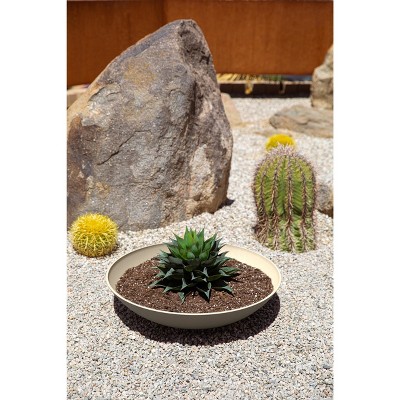 Sandstone 24" Round Plastic-Stone Indoor/Outdoor Planter