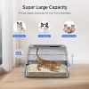 LunaLulinlk Gray stainless steel high-sided cat litter box with tray, scoop, storage box, and filter pedal - 4 of 4