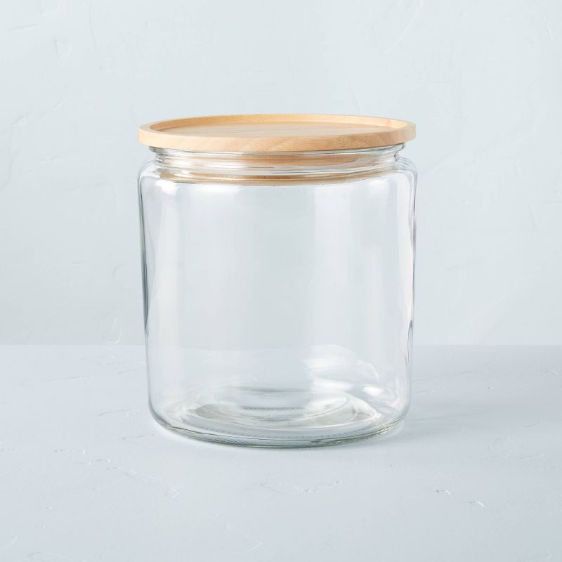 Large 125oz Glass &#38; Wood Storage Canister - Hearth &#38; Hand&#8482; with Magnolia, 1 of 7