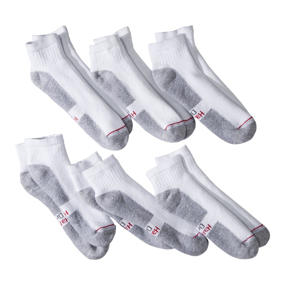 Men's Hanes Premium Xtemp Dry 6Pk White Ankle Socks, Size: 6-12