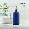 Cornucopia Brands 16oz Glass Pump Bottles, 2pk, Blue w/Silver; Soap Dispenser Pump Bottles w/ Brushed Metal Pump Tops - 3 of 4