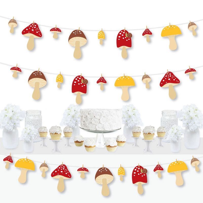 Big Dot of Happiness Wild Mushrooms - Red Toadstool Party DIY Decorations - Clothespin Garland Banner - 44 Pieces, 1 of 8