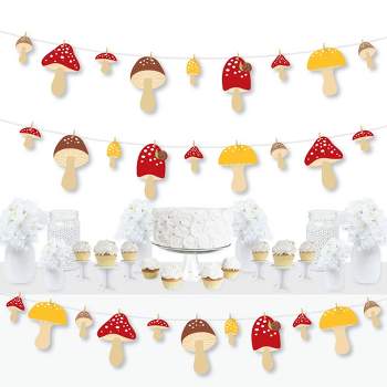 Big Dot of Happiness Wild Mushrooms - Red Toadstool Party DIY Decorations - Clothespin Garland Banner - 44 Pieces