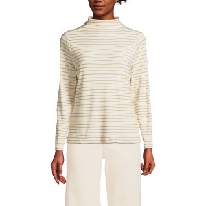 Lands' End Women's Drapey Rib Skimming Long Sleeve Mock Neck - 1 of 3