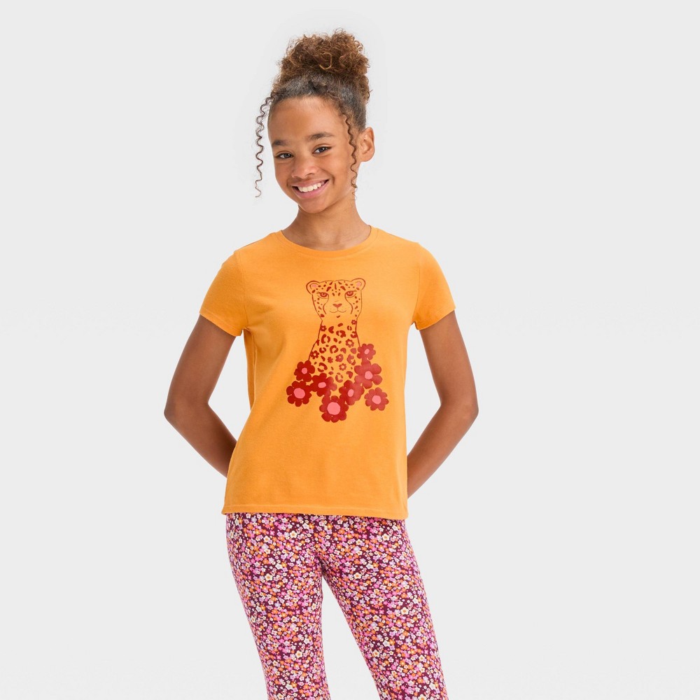 Girls' Short Sleeve 'Leopard' Graphic T-Shirt - Cat & Jack™ Gold XXL