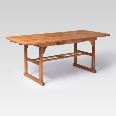 Ravenscroft Modern Boho Acacia Wood Slat Top Rectangle Extendable Outdoor Table - Saracina Home