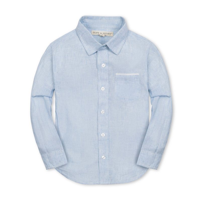 Hope & Henry Boys' Linen Classic Button Down Shirt, Kids, 1 of 5