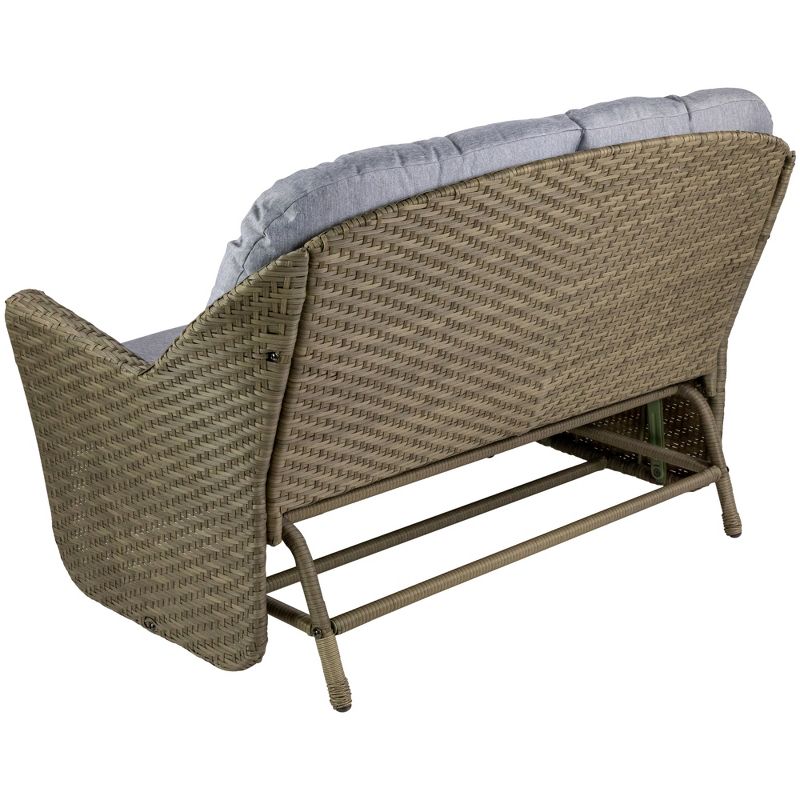 Northlight 46" Taupe Gray Resin Wicker Deep Seated Double Glider with Gray Cushions, 5 of 6