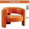 Bestier Modern Orange Velvet Accent Chair with Soft Cushion Stylish Club Adults Round Armchair Orange - 4 of 4