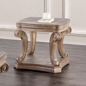 26" Traditional End Table with Scroll Carved Legs, Open Bottom Shelf, and Carved Details for Living Room - 1 of 4